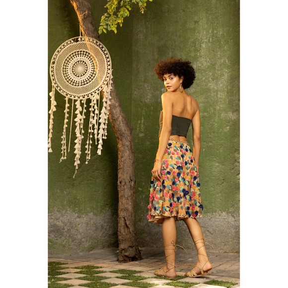 Anthropologie Bhanuni by Jyoti Skirt Florence Embroidered Floral Tulle - Picture 3 of 15